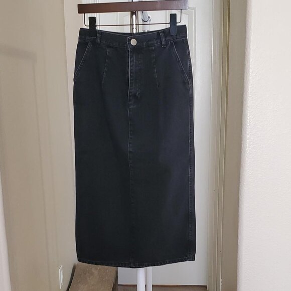 ASOS Denim Midi Skirt in Washed Black size 6US - Picture 2 of 4